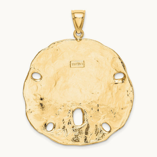 Polished Large Sand Dollar Charm, 14K