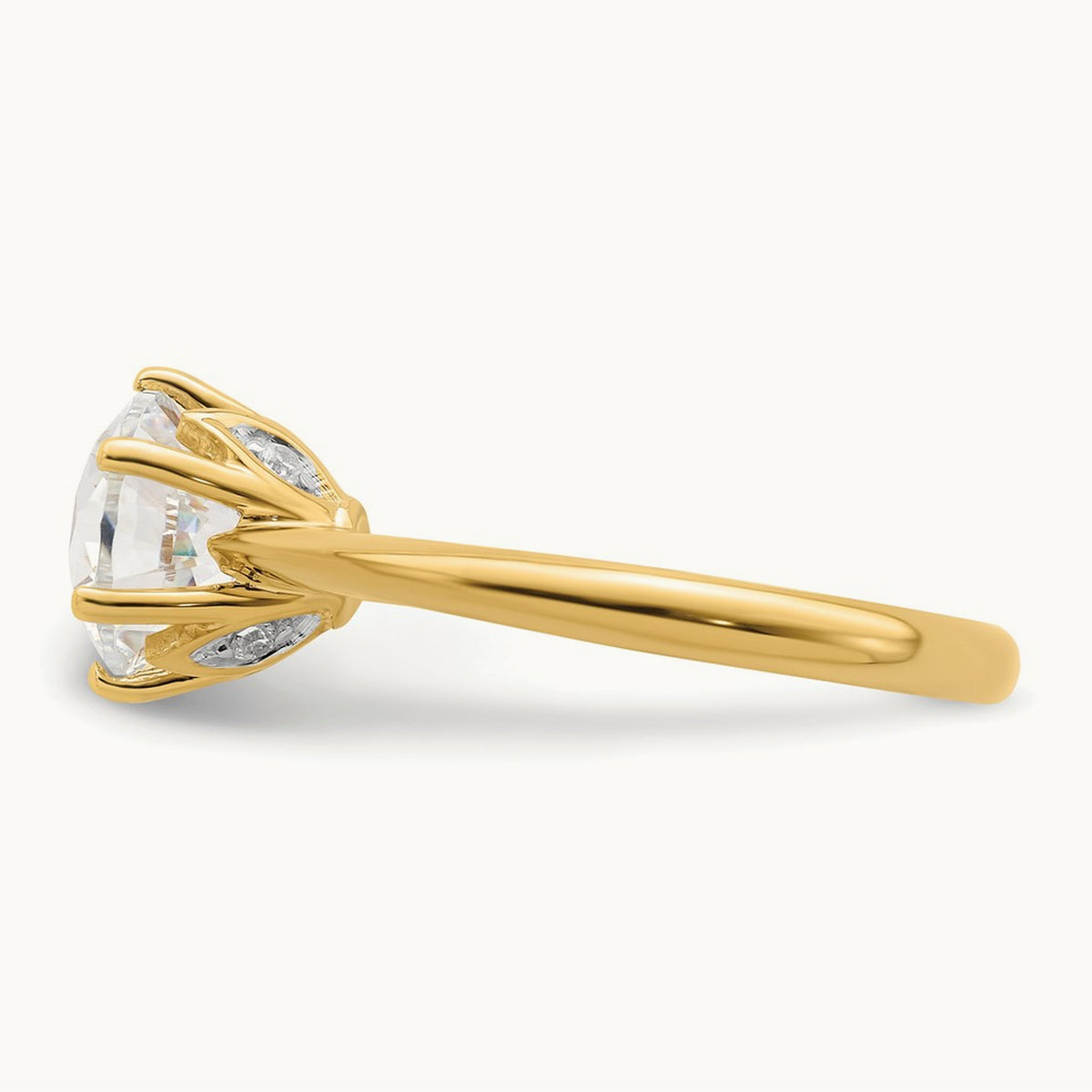 Polish 2ct Round Leaf Design Semi-Mount Dia Ring, 14K