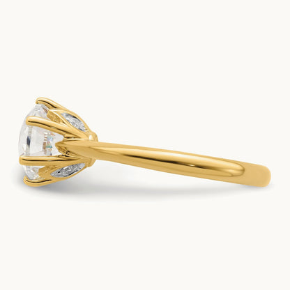 Polish 2ct Round Leaf Design Semi-Mount Dia Ring, 14K