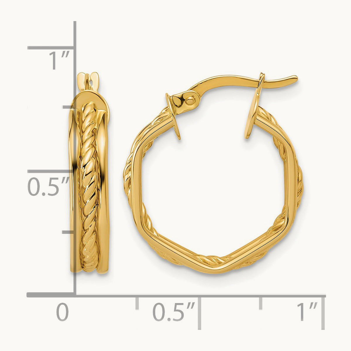 Polished and Twisted Hoop Earrings, 14K — Leslie's