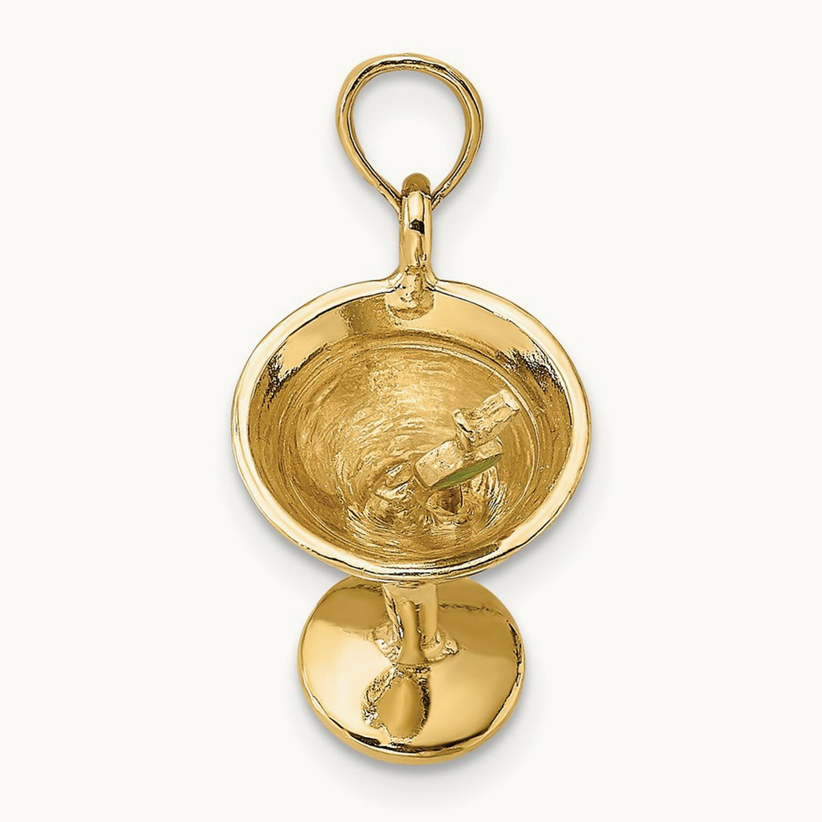 3-D Martini w/Olive Charm, 14K