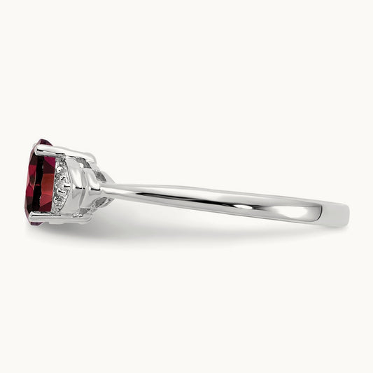 Garnet and Diamond Ring — 14K White Gold