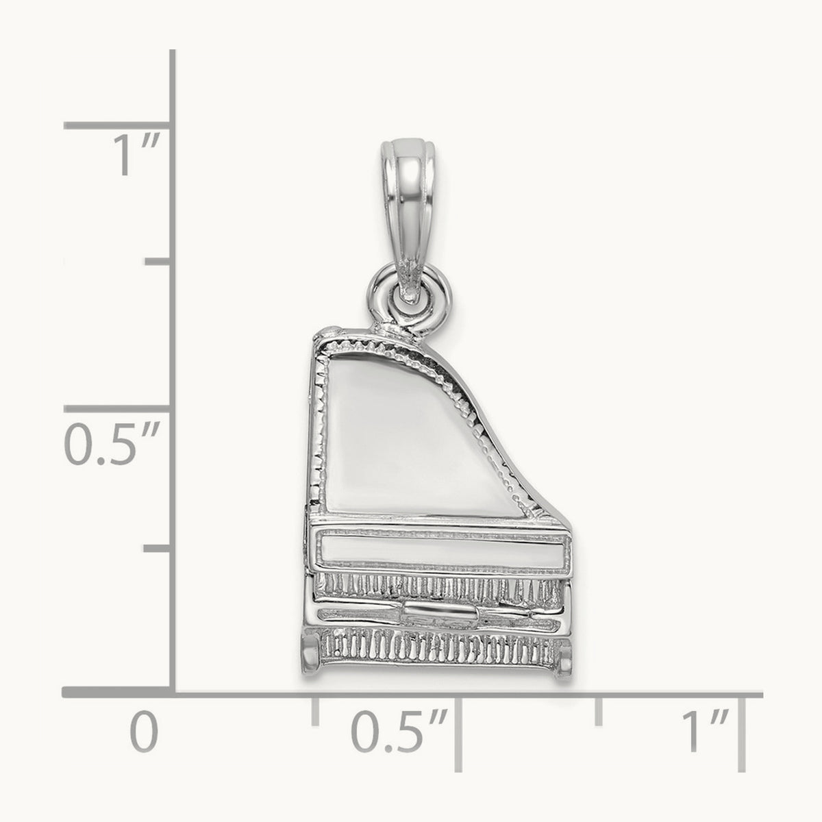 3-D Top Opens Grand Piano Charm — 14K White Gold