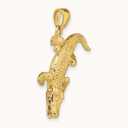 3-D Alligator w/Moveable Mouth Charm, 14K