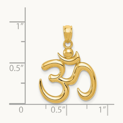 Polished Om Symbol Pendant, 14K