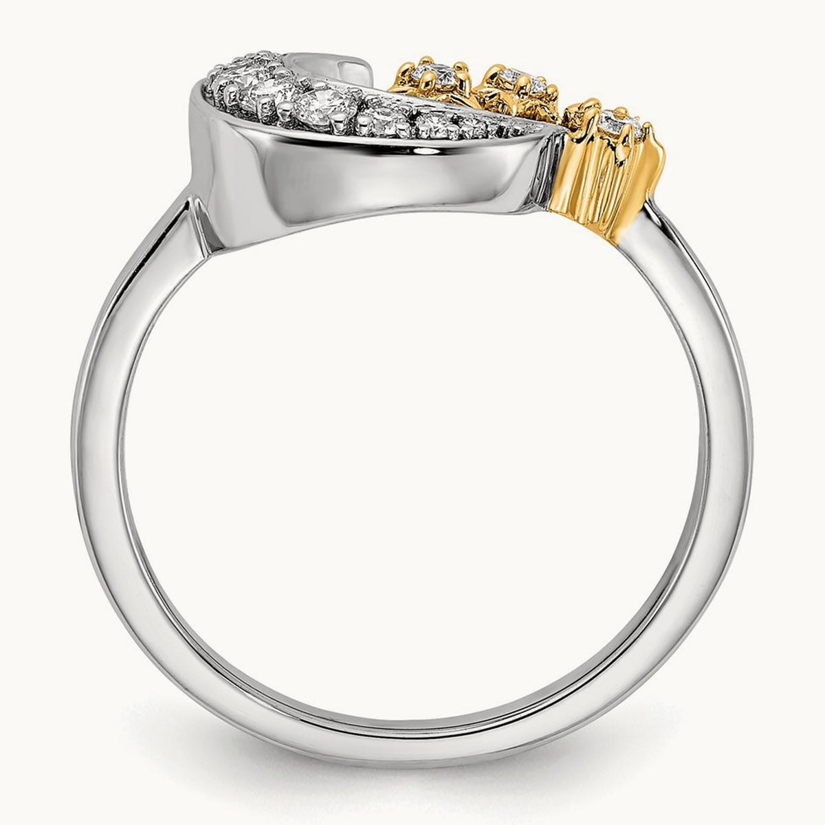 Diamond Moon w/3-Stars Ring, 14K Two-tone