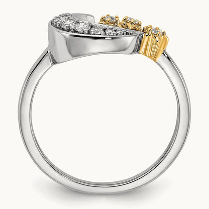 Diamond Moon w/3-Stars Ring, 14K Two-tone