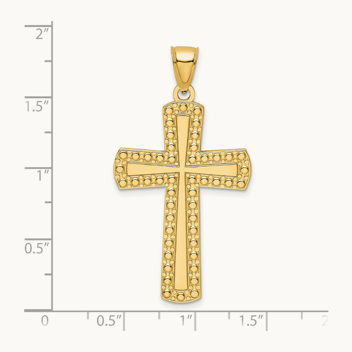 Polished Beaded Cross Pendant, 14K