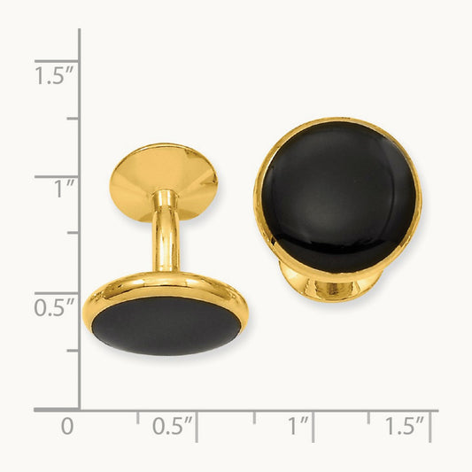 Kelly Waters Gold-plated Black Epoxy Round Cuff Links