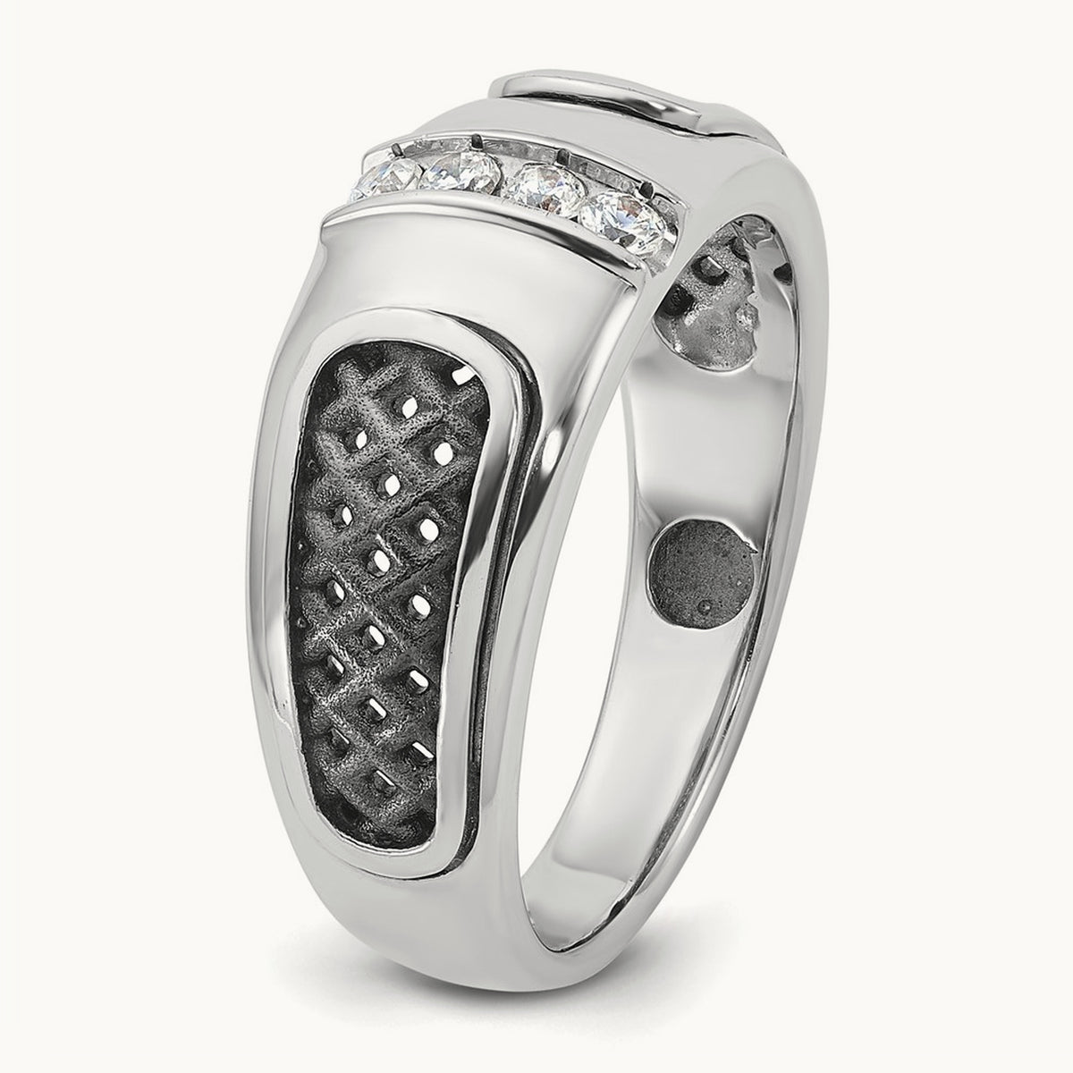 IBGoodman Men's w/Black Rhodium Diamond Complete Ring, 14K White Gold