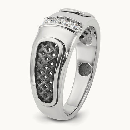 IBGoodman Men's w/Black Rhodium Diamond Complete Ring, 14K White Gold