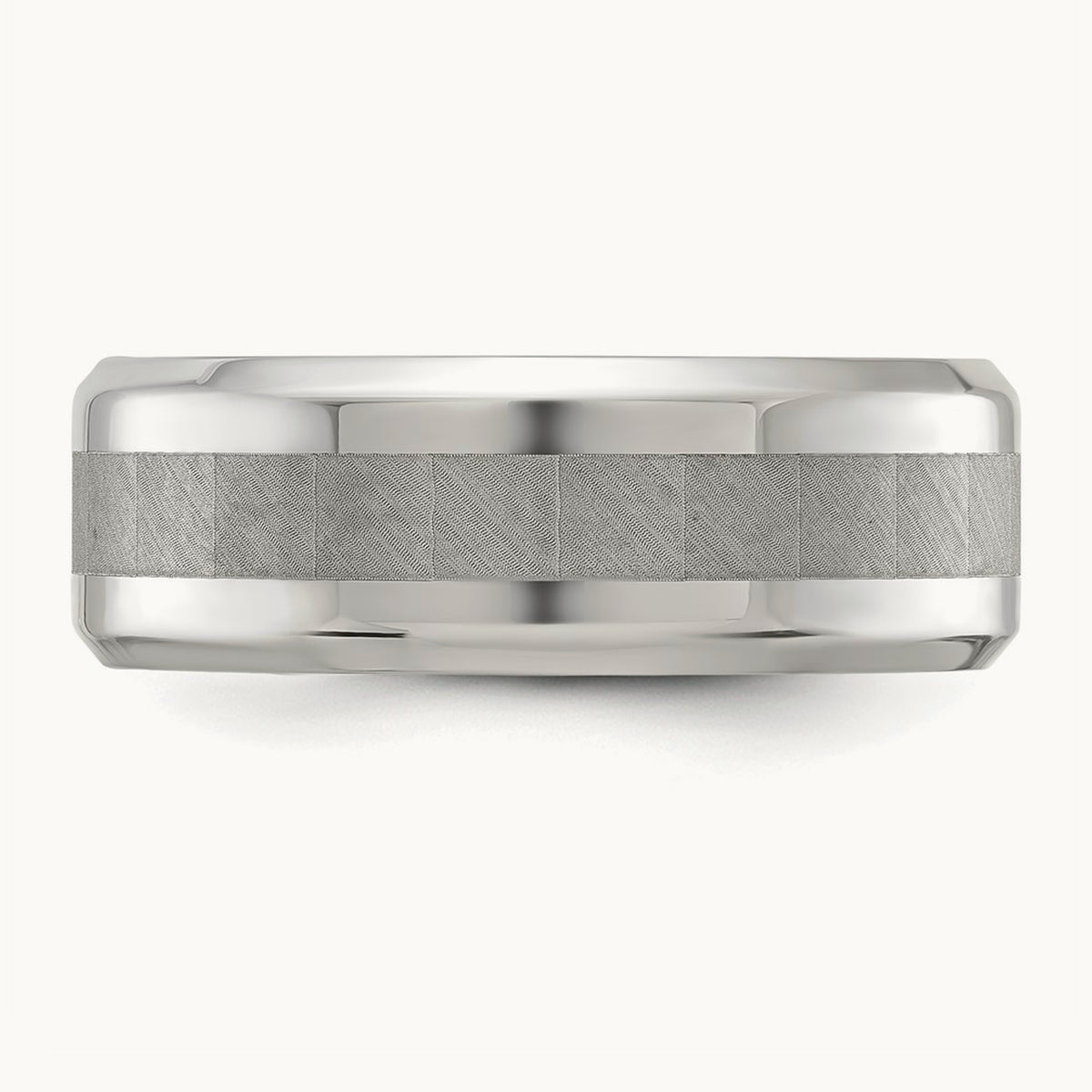Polished Brushed Center Band, 8mm, Titanium
