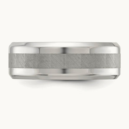 Polished Brushed Center Band, 8mm, Titanium