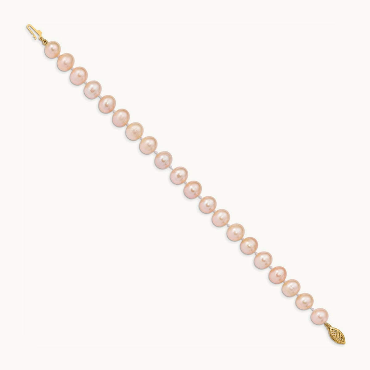 8- Pink Near Round Freshwater Cultured Pearl Bracelet, 9mm, 14K