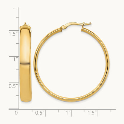 High Polished Hoop Earrings, 5mm, 14K