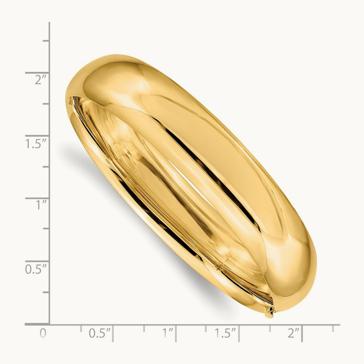 9/16 High Polished Hinged Bangle Bracelet, 14K