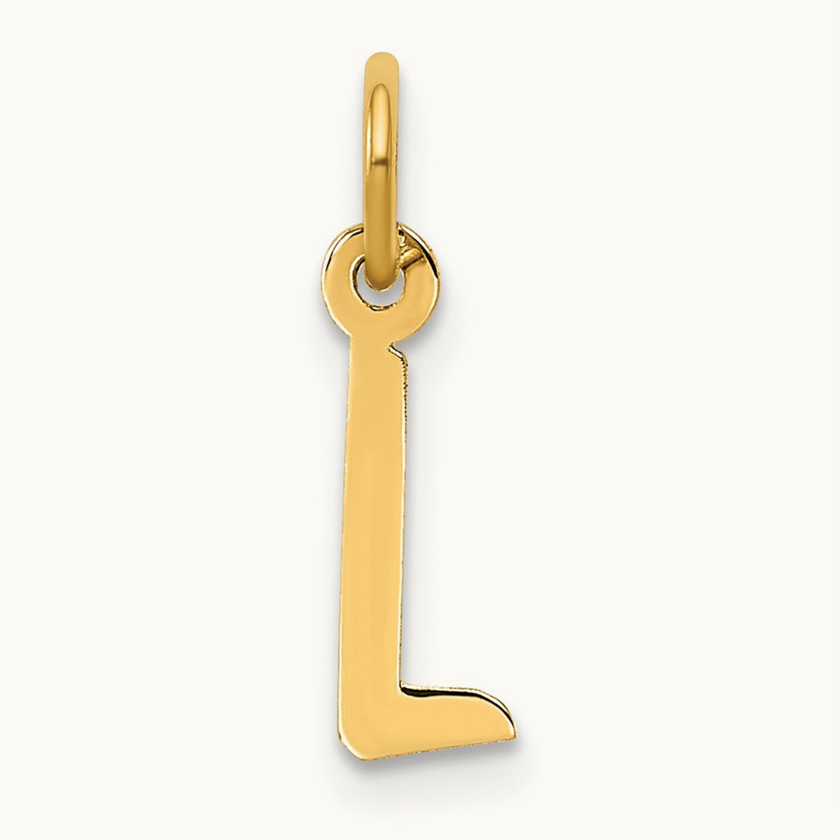 Small Slanted Block Initial Charm — 14K Yellow Gold, L