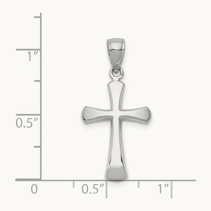 Polished Beveled Cross w/ Round Tips Charm — 14K White Gold