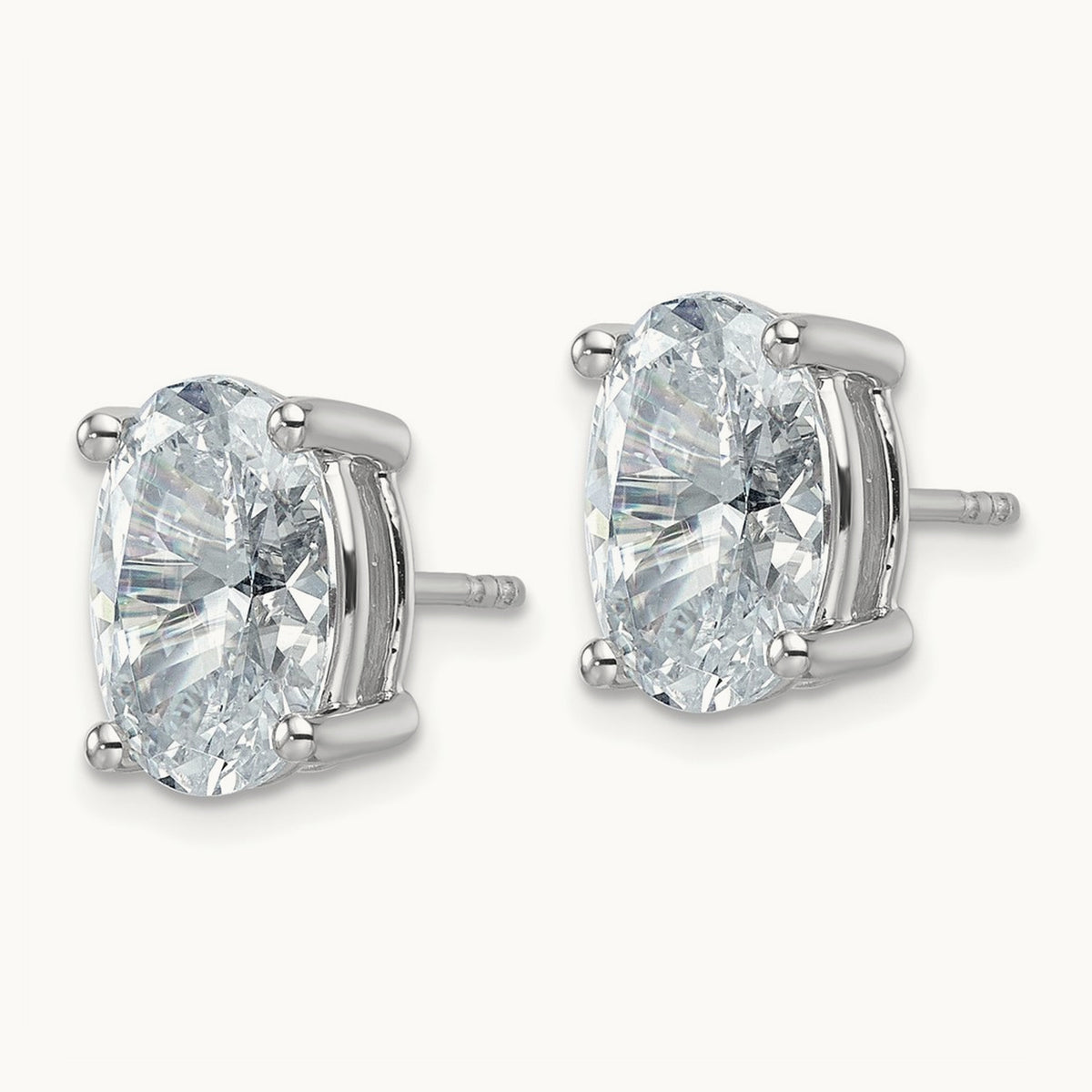 Oval Four-Prong Stud Earrings, 0.50-6.00 ct tw Lab-Grown Diamond — 6 ct, 14K White Gold