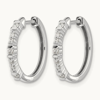 Diamond Hinged Hoop Earrings, 14K White Gold