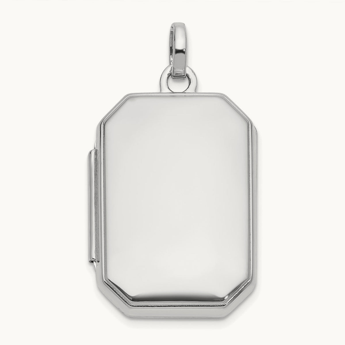 Polished 20x15mm Curved Rectangle Locket — 14K White Gold