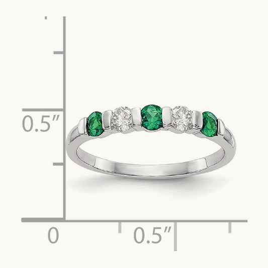Diamond w/Emerald Band, 14K White Gold