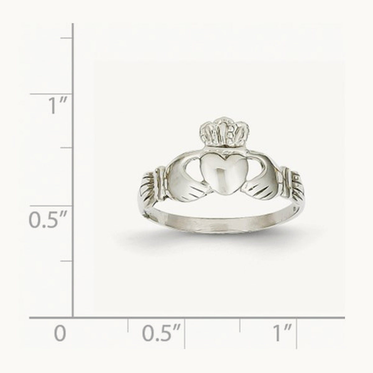 Ladies Claddagh Ring, 14K White Gold