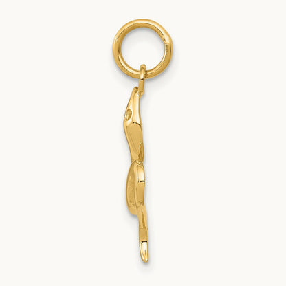 Solid Polished Snake Charm — 14K Yellow Gold