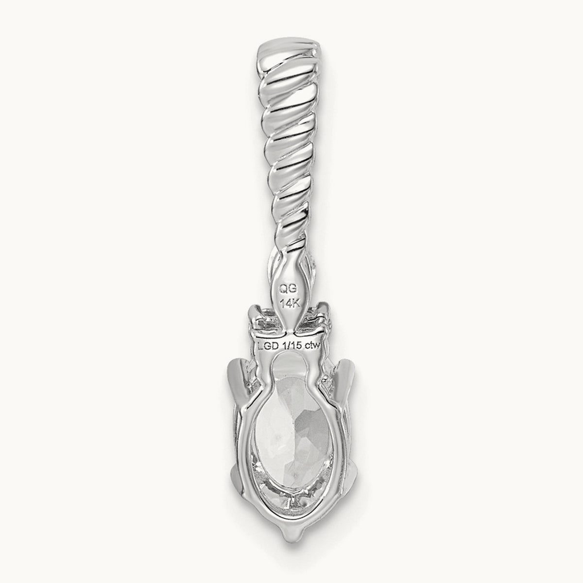 Polished Diamond and Topaz Twisted Chain Slide — 14K White Gold