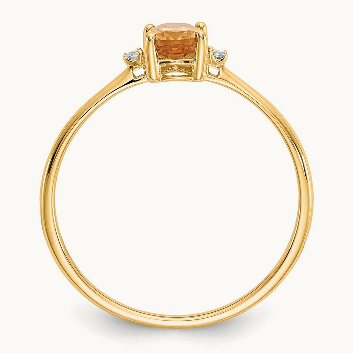 Diamond & Citrine Birthstone Ring — 14K Yellow Gold, 6