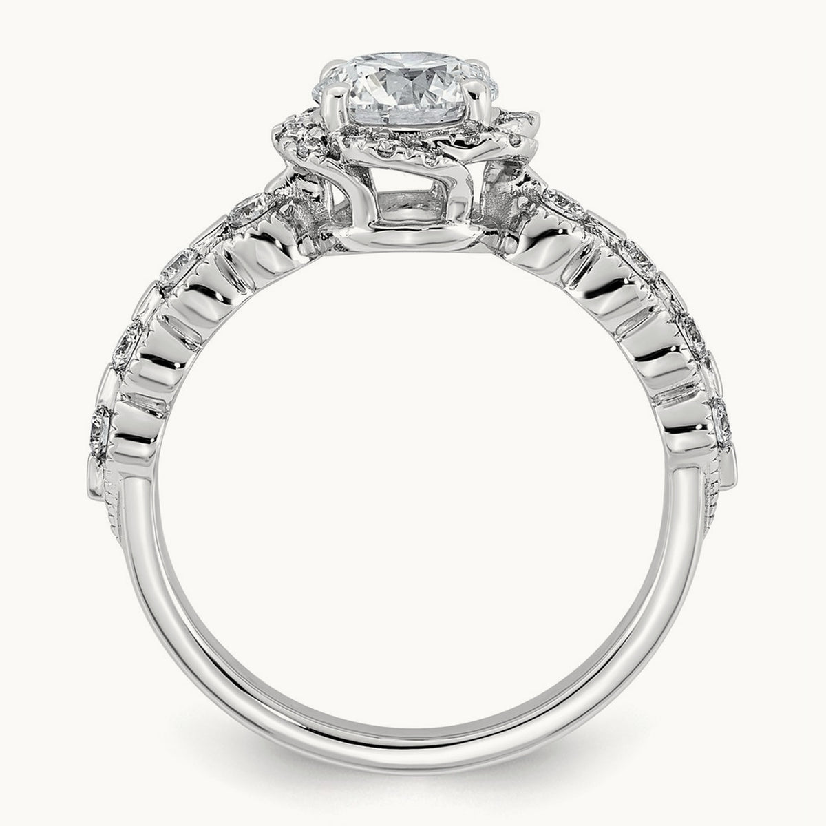 Round Center Floral Halo Ring, 1.25-2.50 ct tw Lab-Grown Diamond