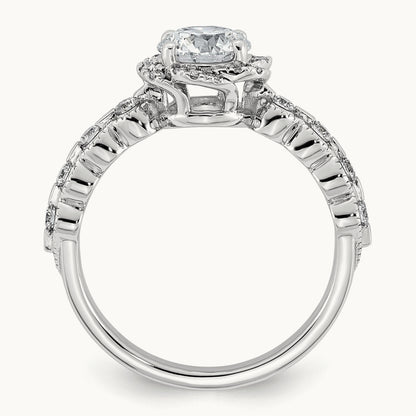 Round Center Floral Halo Ring, 1.25-2.50 ct tw Lab-Grown Diamond