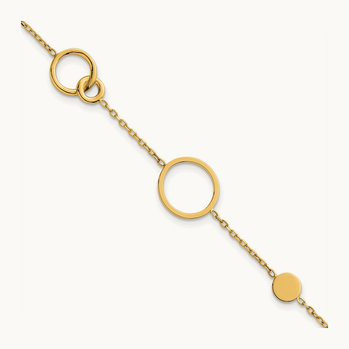 Polished Circle Pattern Bracelet, 14K