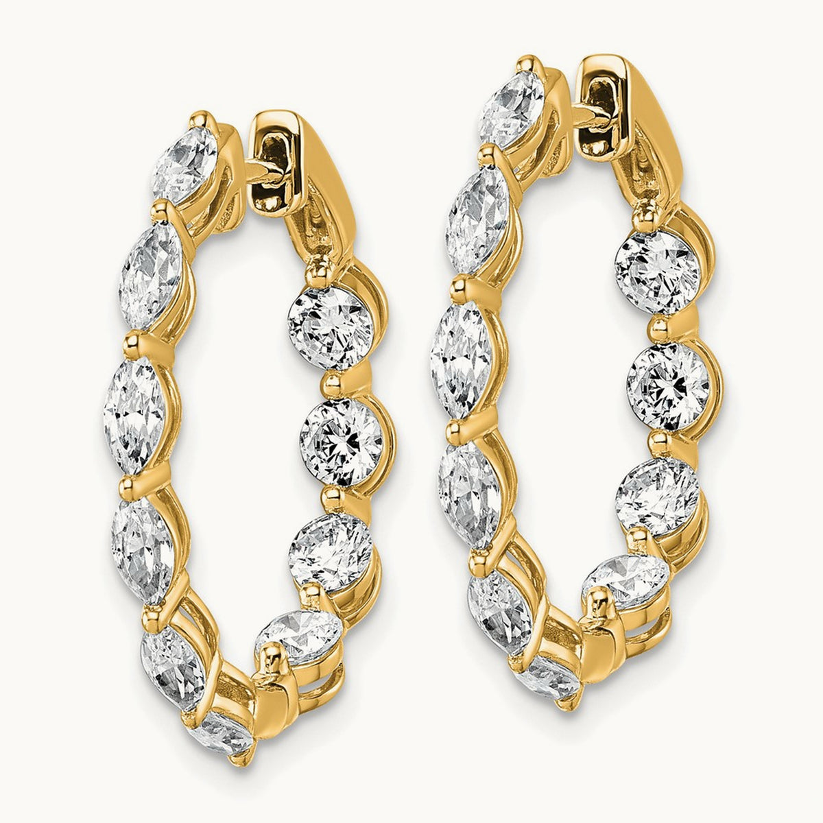 Hinged in/Out Hoop Earrings, 3.25 ct tw Lab-Grown Diamond — 14K Yellow Gold