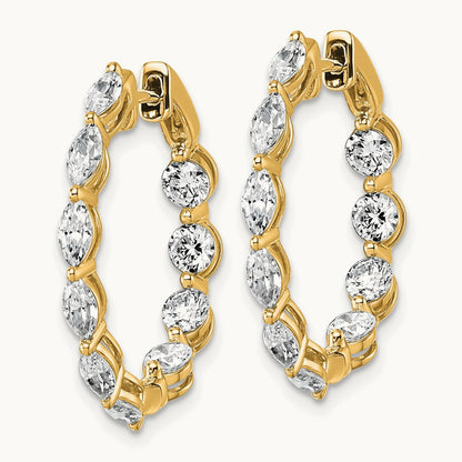 Hinged in/Out Hoop Earrings, 3.25 ct tw Lab-Grown Diamond — 14K Yellow Gold