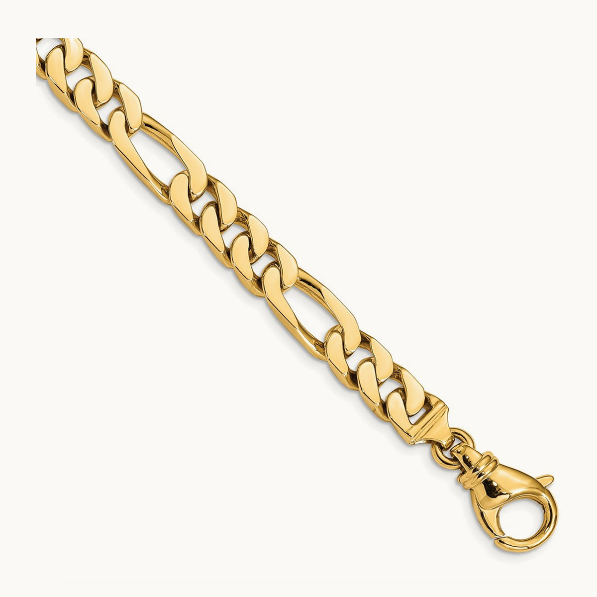 Hand Polished Fancy Link Bracelet, 7.7mm, 14K