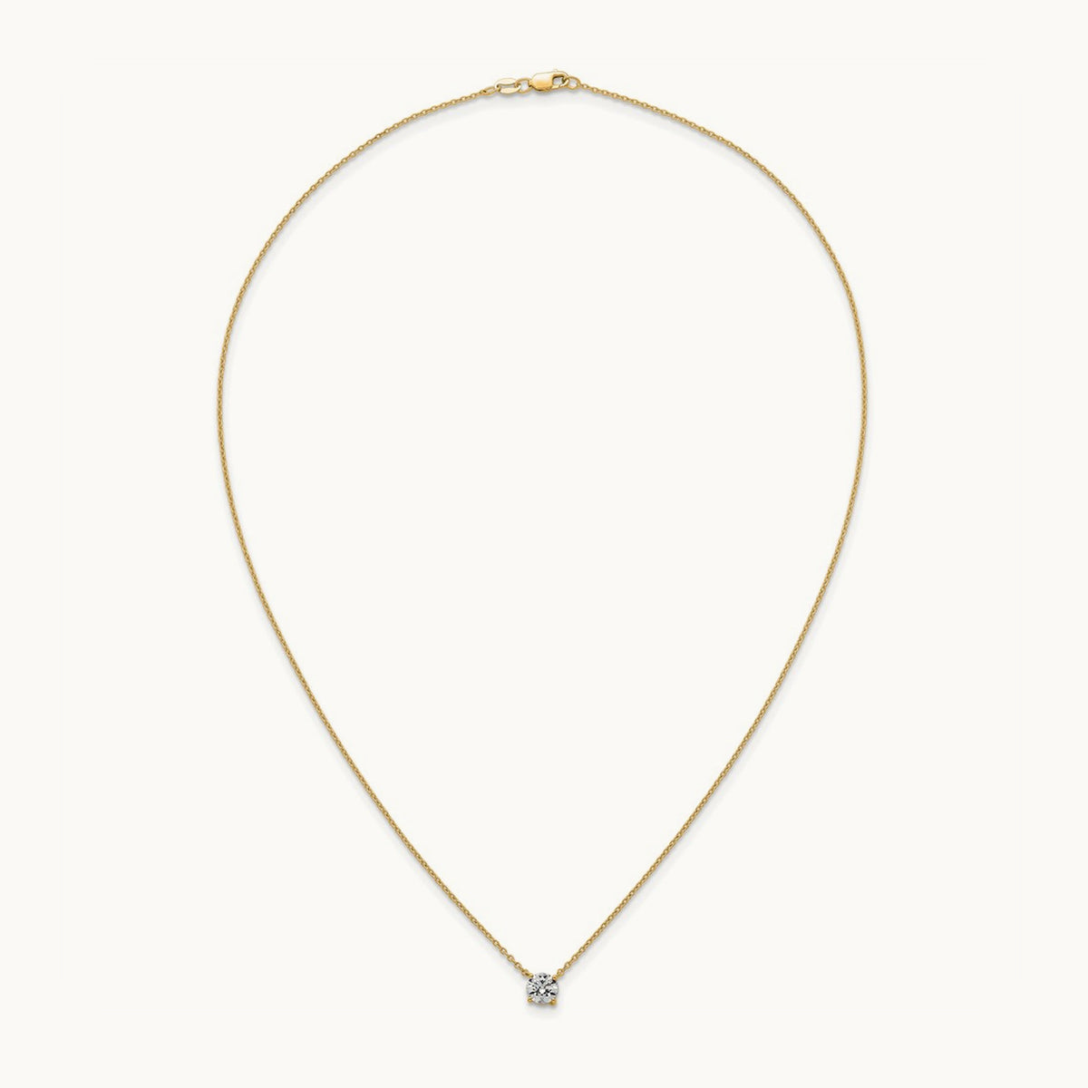 Four-Prong Solitaire Necklace, 0.50-4.00 ct tw Lab-Grown Diamond — 14K Yellow Gold