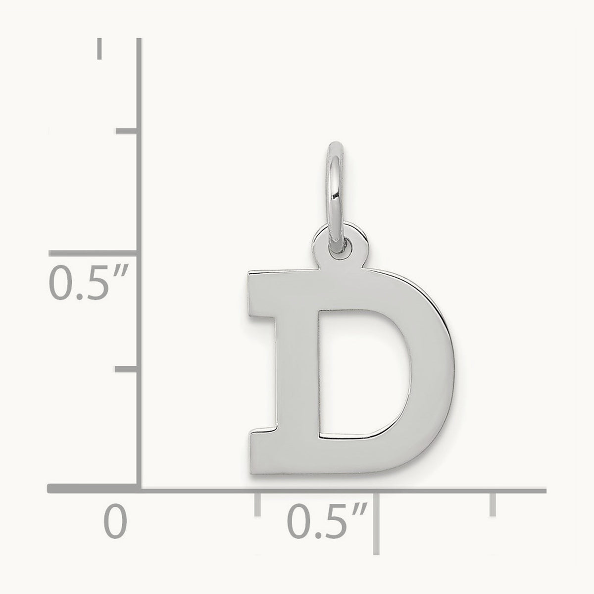 Small Block Initial Charm — 14K White Gold, D