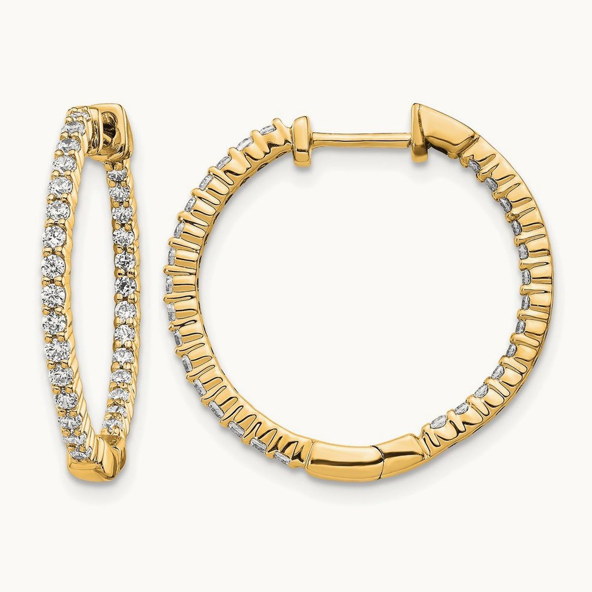 In/Out Hoop Earrings, 0.50 ct tw Lab-Grown Diamond — 14K Yellow Gold