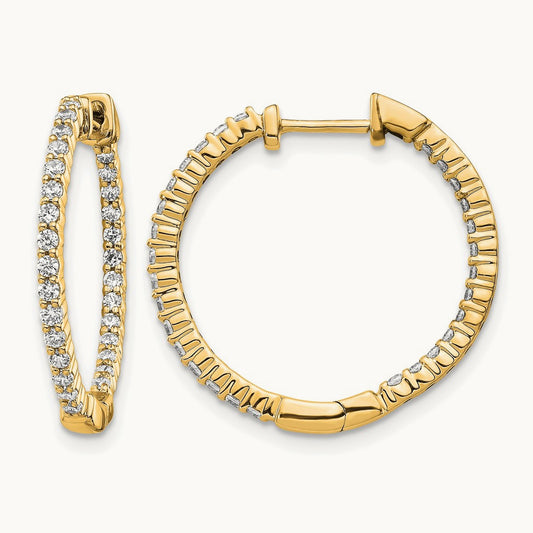 In/Out Hoop Earrings, 0.50 ct tw Lab-Grown Diamond — 14K Yellow Gold