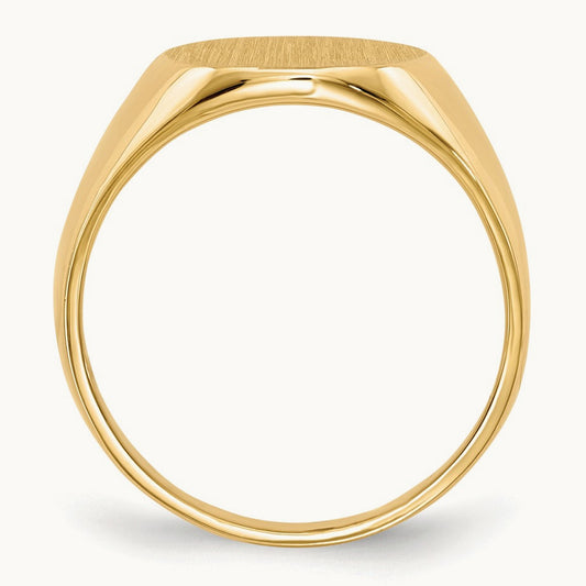 13.5x15. Closed Back Mens Signet Ring, 0mm, 14K