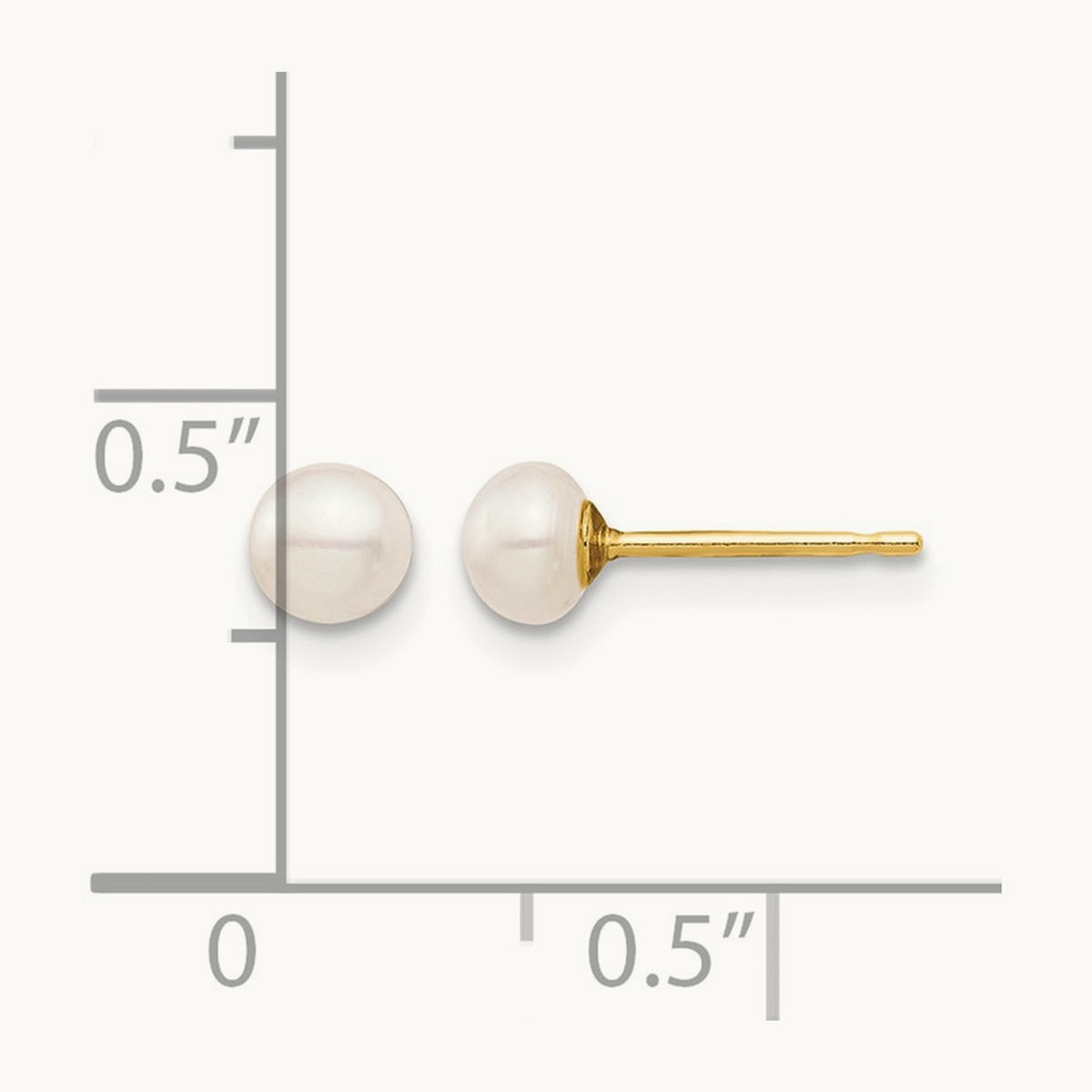 Madi K 4- White Button Freshwater Cultured Pearl Stud Post Earrings, 5mm, 14K