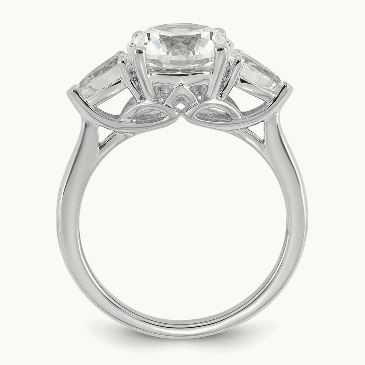 Round with Pear 3 Stone Engagement Ring, 1.25-3.50 ct tw Lab-Grown Diamond — 3 ct, 14K White Gold