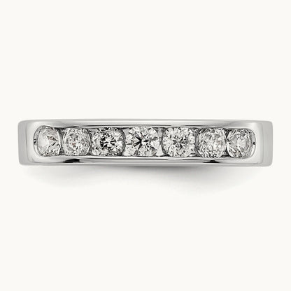 7-Stone Diamond Channel Band, 14K White Gold