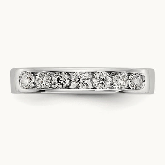 7-Stone Diamond Channel Band, 14K White Gold
