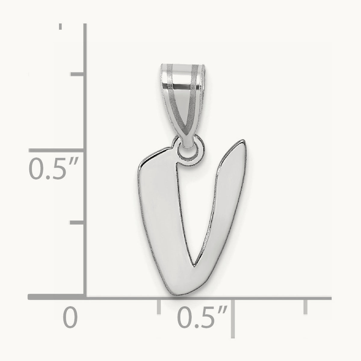 Polished Script Initial Pendant — 14K White Gold, V