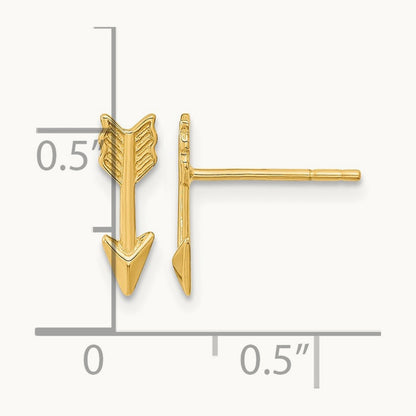 Polished Arrow Post Earrings — 14K Yellow Gold