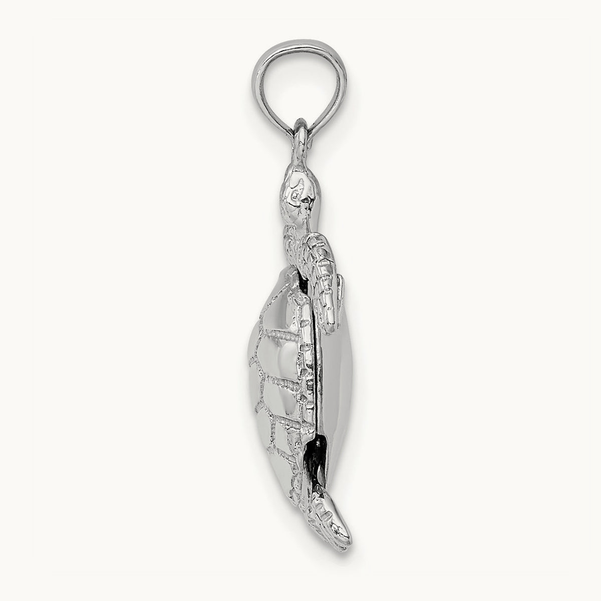 3-D Moveable Sea Turtle Charm, 14K White Gold
