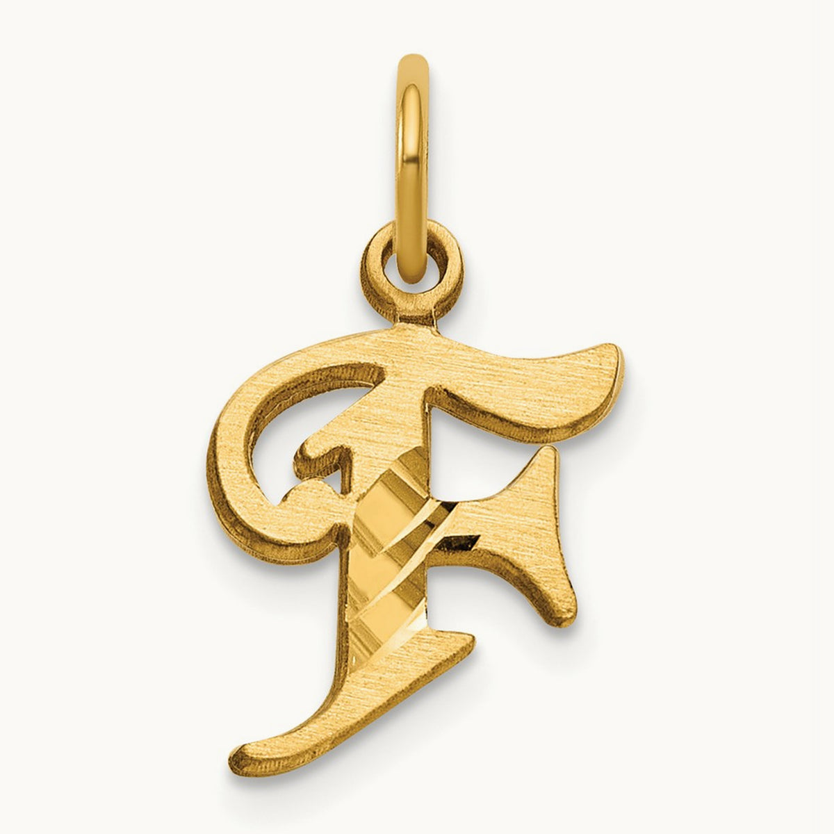 Diamond-cut Initial Charm — 14K Yellow Gold, F