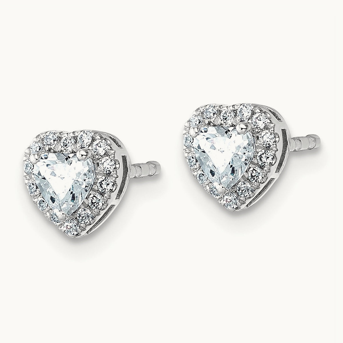 Heart Halo Post Earrings, 0.50-7.25 ct tw Lab-Grown Diamond — 5/8 ct, VS/SI (Great) · Certified, 14K White Gold